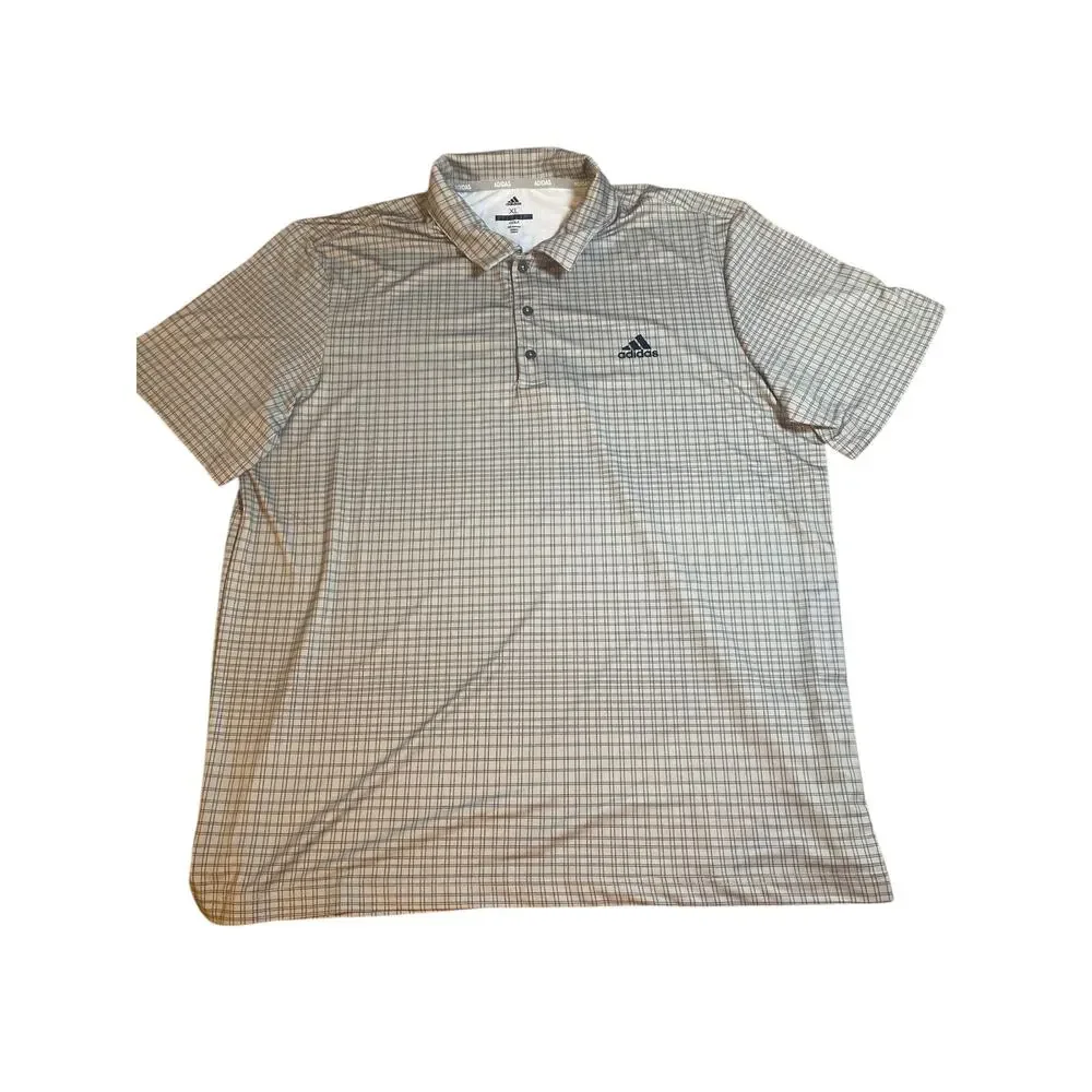 Adidas Golf Polo Shirt Men's XL Performance Climalite Plaid Check Short Sleeve